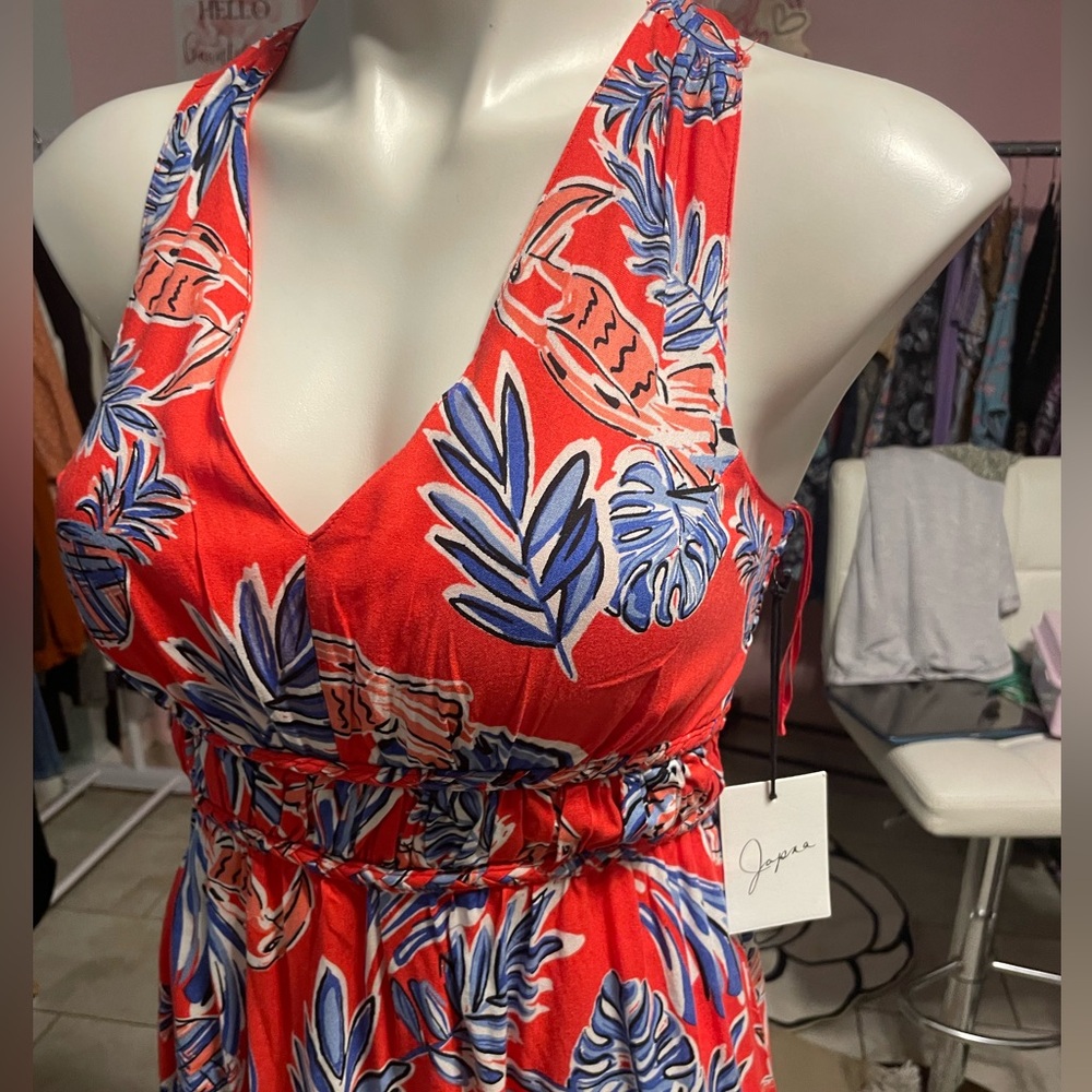 NWT Japna Red and Blue Maxi Dress with Elegant Design - Picture 3 of 9